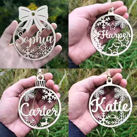 Custom Christmas Different Names Tree Hanging Ornament Personalized Wooden Bauble Christmas Decorati