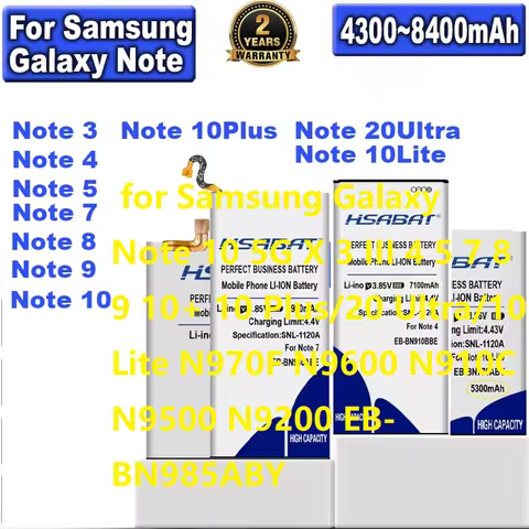Battery for Samsung Galaxy Note 10 5G X 3 III 4 5 7 8 9 10+ 10 Plus/20 Ultra/10 Lite N970F N9600 N91