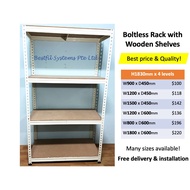 Boltless Steel Rack with HDF  Shelves for HDB Bomb Shelter, Storerooms, Offices, Industrial Warehouses