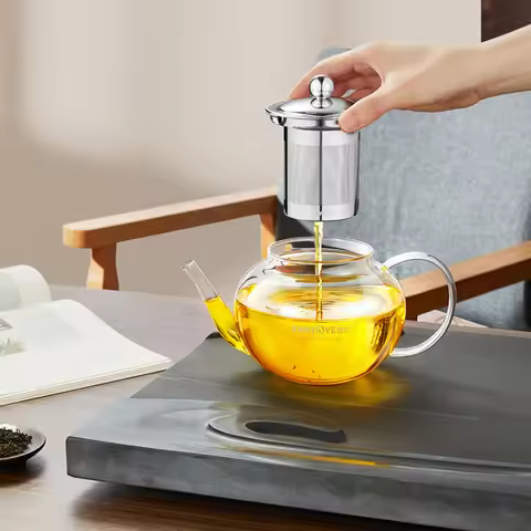 KAMJOVE Classic Glass Tea Pot With Filter Multiple Capacity Options Available 350ml/360ml/450ml/500m
