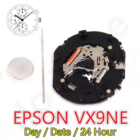 VX9NE Japan Movement 3-Hands Watch Multi-Function Day Date 24-Hour Display 3/6/9 Dial Layout for Wat