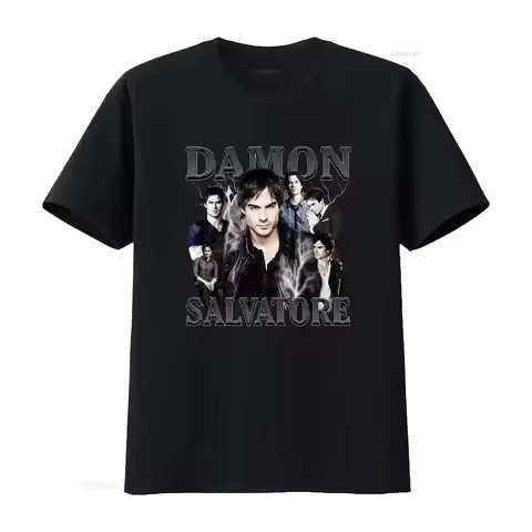 Rare Damon Salvatore Ian Somerhalder T shirt vintage Washed Stretched fashion Slightly graphic