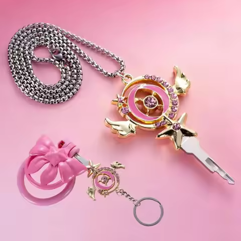 BDSM Metal Urethral Plug Accessories Chastity Lock Key Wearable Chastity Belt Lock Key Necklace Femi