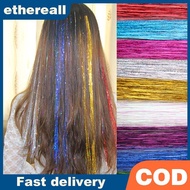 ETH 120 Strands Hair Tinsel Bling Silk Hair Flare Strands Glitter Rainbow Hair Decor TH