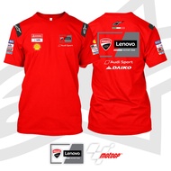 เสื้อยืดแขนสั้นคอกลมเสื้อกีฬาแขนสั้น ลายทีมแข่งรถ Motorsport Ducati Lenovo MotoGP พรีเมี่ยม ไซซ์ XS-3XLCotton 100%  [S-5
