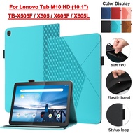 For Lenovo Tab M10 HD 10.1" TB-X505F TB-X505L X505F X505L Tablet Protection Case For Lenovo M10 TB-X605F TB-X605L X605F X605L Retro Embossed Prismatic Flip Leather Cover Fold Stand