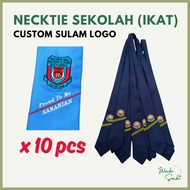 NECKTIE IKAT Min 10 pcs Sekolah Tali Leher Ikat Sulam Logo  Primary Secondary School Tie Student