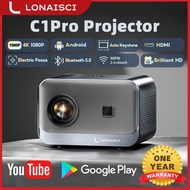 LONAISCI C1Pro 4K Projector 1080P Home Projector with Electric Focus and Built-in WiFi/Bluetooth