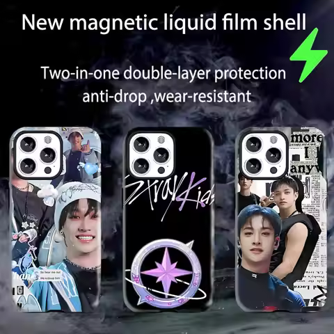 KPOP S-STRAYS K-kids Phone Case Magnetic 2-in-1 Glossy shell For iPhone 16e 16 15 14 13 12 11 Pro Ma