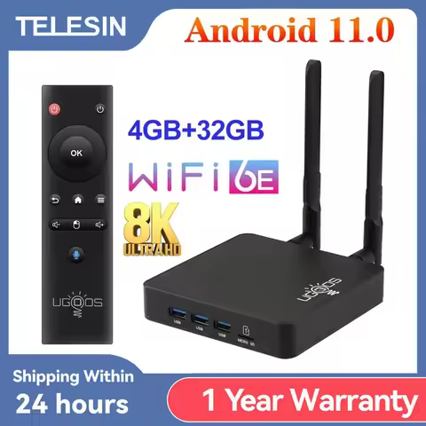 Ugoos AM8 Pro Smart TV Box Android 11.0 Amlogic S928X-J DDR4 4GB 32GB WiFi6 BT5.3 1000M 4K Set Top B
