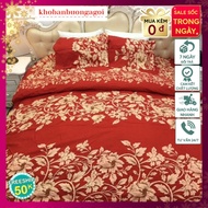 Poly RED FLOWER PILLOW SET 2m2X2M