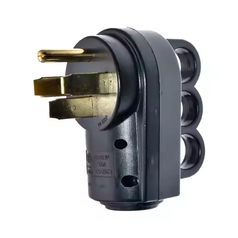 50 Amp Male RV Plug NEMA 14-50P Durable Electrical Power Connector Nylon Power Assembly Plug with Ha