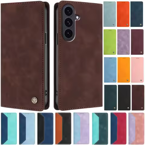 S25 FE Macaron Colorful Case for Samsung Galaxy S25 FE SM-S731B Capa Magnetic Leather Case for Samsu