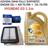 HYUNDAI i10 1.1 AIR FILTER + OIL FILTER + KOYOMA 5W40 FULLY SYNTHETIC ENGINE OIL