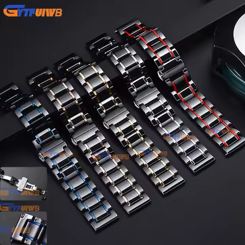 Ceramic Metal Wrist Strap For TicWatch Pro 5 Tic Watch Pro5 Smart Watch Band Bracelets Correa 24MM B