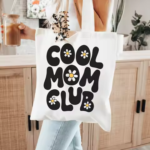 Cool Mom Club Tote Bag Mom Bag Retro Mom Mama Flower Tote Mama Canvas Tote Bag Gift for Mom Shopping