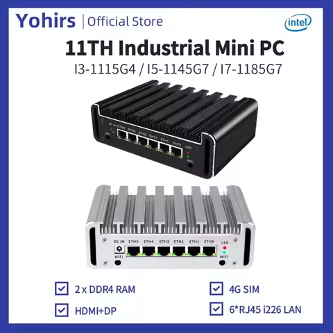 6LAN 2.5G Soft Router i7 1185G7 i5 1145G4 Intel i226 2*DDR4 NVMe SSD Firewall Computer Mini PC HDMI2
