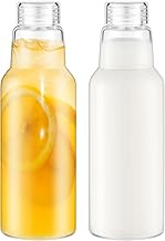 CWHHRN 34 Oz Glass Juice Bottles with Lids, Glass Bottles, BPA Free, Borosilicate Glass for Juicing,