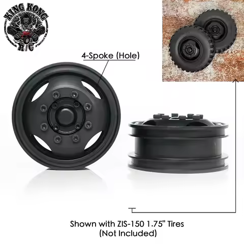KKRC Metal 1.75" Front Wheels for 1/12 1/14 R/C Soviet ZIS-150/CA10/Tamiya Truck D-E022