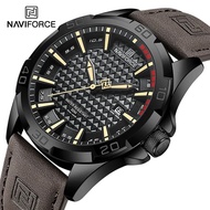 NAVIFORCE นาฬิกาข้อมือ Military กีฬาลำลองสำหรับผู้ชาย8023นาฬิกาข้อมือปฏิทินนาฬิกาผู้ชายกันน้ำหนังธุรกิจ