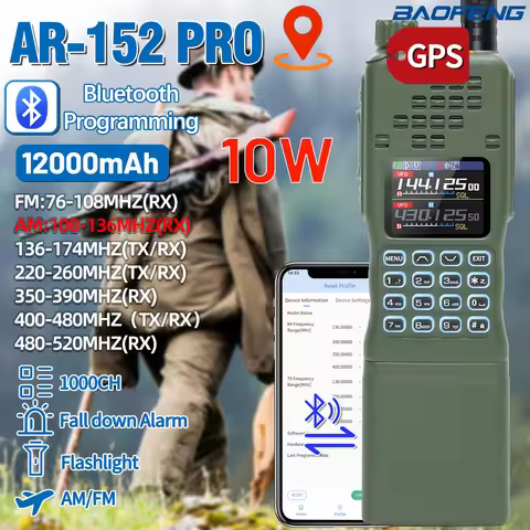 Baofeng AR-152 PRO GPS Ham Radio High Powerful CS Tactical Game Walkie Talkie Long Range Upgraded AR