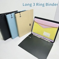 3 Ring Binder Long Size with Fixed Strap Round Rings Binder Refillable Loose Leaf Binder Protector F