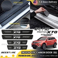 [4pc] Proton X70 Car Door Side Step Sill Strip Rear Bonet Carbon Fibre Thick Leather Anti Scratch Protector Sticker CKD