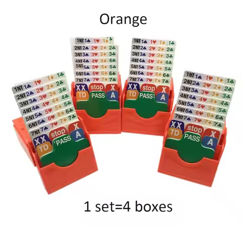 (Set of 4) Orange Bridge Bidding Box with Bridge Paper Playing Cards Bridge Partner Bidding Device O