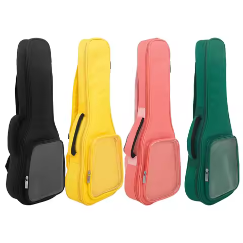 23 Inch Ukulele Gig Bag Case Black Portable Cotton Soft Ukelele Concert Bag Waterproof Shoulder Belt