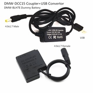 แบตสำรองสาย USB + DMW-DCC15ต่อ DC แบตเตอรี่เลียนแบบ BLH7สำหรับ Lumix DMC-GM1 DMC-GM5 GF7 GF8 GF9 LX1