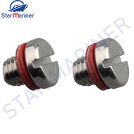 Stainless Steel Plug, Marine Screw (2pcs) 90340-08002-00 With Red Seal Gasket For Yamaha Outboard Motor 90340-08002 BOAT ENGINE PARTS