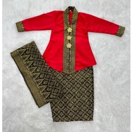 BAJU KEBAYA SONGKET KLASIK KANAK KANAK (CIK SITI WAN KEMBANG) MERAH COTTON