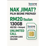 Simkad Beone Prepaid 5G Murah Laju Rahmah RM25 Sebulan 130GB Data +Unlimited Calls Topup Percuma Cov