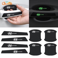 GTIOATO Car Handle Protector Auto Door Bowl Carbon Fiber Luminous Anti-Scratch Stickers For Hyundai 