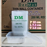 Thinwall Container DM 200ml lunch box 200ml 25 sets Square