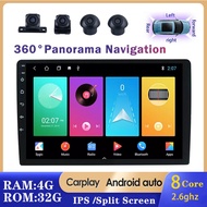 [4G+32G 8 Core Carplay] Car Radio GPS 2 Din Android Auto Carplay Universal 9/10" Multimedia Player with 360° Panoramic Camera System