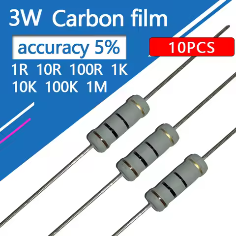 10pcs 3W Carbon Film Resistor Four Color Circle 1R 1.2R 1.5R 1K 1K2 1K5 10 12 15 100 120 150 R K Ohm