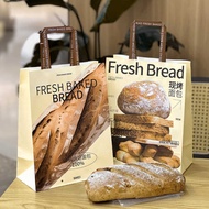 Original Hand-Painted Bakery Tote Bag Croissant Ou Bao Scon Takeaway Packaging Kraft Paper Bag Packa