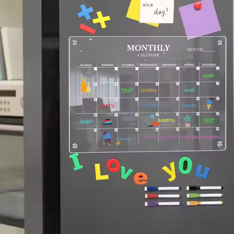 Clear Dry Erase Board Acrylic Magnetic Erase Calendar Whiteboard Fridge Magnet Planner Board Reusabl