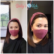 BATCH 2- Reds, Pinks, and Orange. Crochet face mask with matching crochet headband.