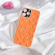 Bearbrick LV iPhone Phone Case Matte Embossed Leather iPhone 11/12/13/Pro/Promax