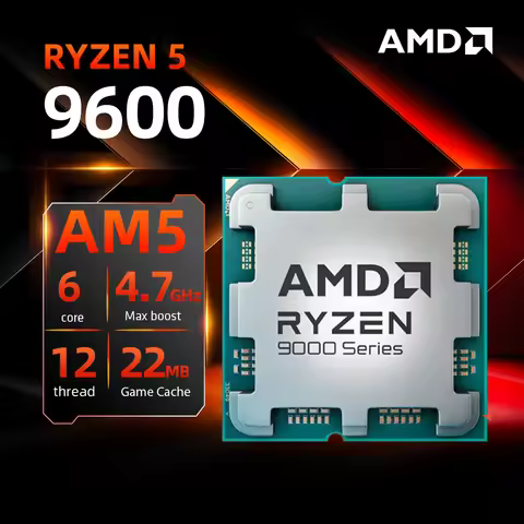 AMD Ryzen 5 9600 CPU R5 9600 5.2GHz 6-Core 12-Thread 38MB Cache Socket AM5 Desktop Processor for PC 