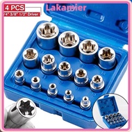 LAKA 14PCS/Set Wrench Head Star Socket Set, External Hex 1/4" 3/8" 1/2" Hexagon Socket Nut Socket, V