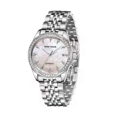 Reef Tiger/RT Sapphire Crystal Women Mechanical Watch Luxury Brand Women Automatic Watch Diamond Dre