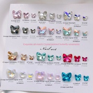 Big and Small Crystal Butterfly Pointed Bottom Nail Art Jewelry / Super Sparkle Color Mini Butterfly Nail Diamond Jewelry / Versatile Faceted Crystal Diamond Jewelry