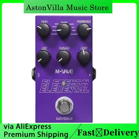M-vave 2024 Elemental Digital Delay Pedal New Guitar Effect with 9 Modes TAP/HOLD Support for Enhanc