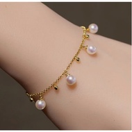 （3.20-4.17）beautiful 6-7mm Akoya natural pearls bracelet 7.5-8 inch 14K gold filled