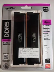 Crucial 32GB DDR5 6400 Desktop Ram (16GB x 2)黑色版,全新未開封現貨