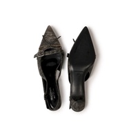 Bow poited hight sandal shoes dark grey - Moromoro