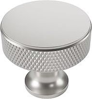 Alzassbg 10 Pack Brushed Satin Nickel Cabinet Knobs, 1.2 Inch(30.5mm) Diameter Knurled Round Cabinet